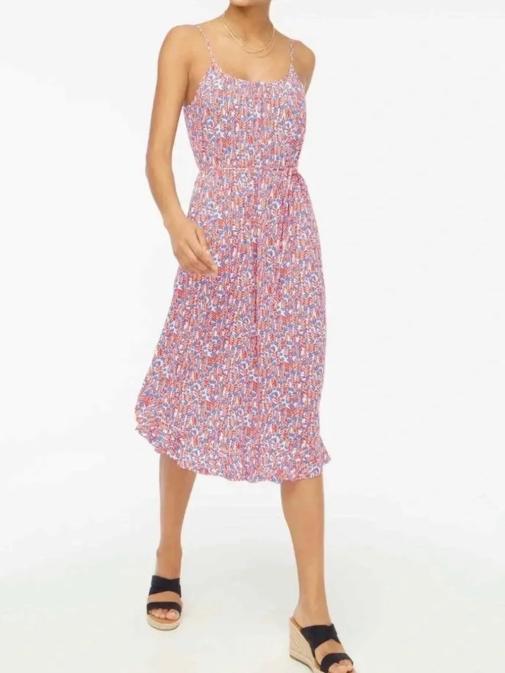 J. Crew Red Floral Midi Dress